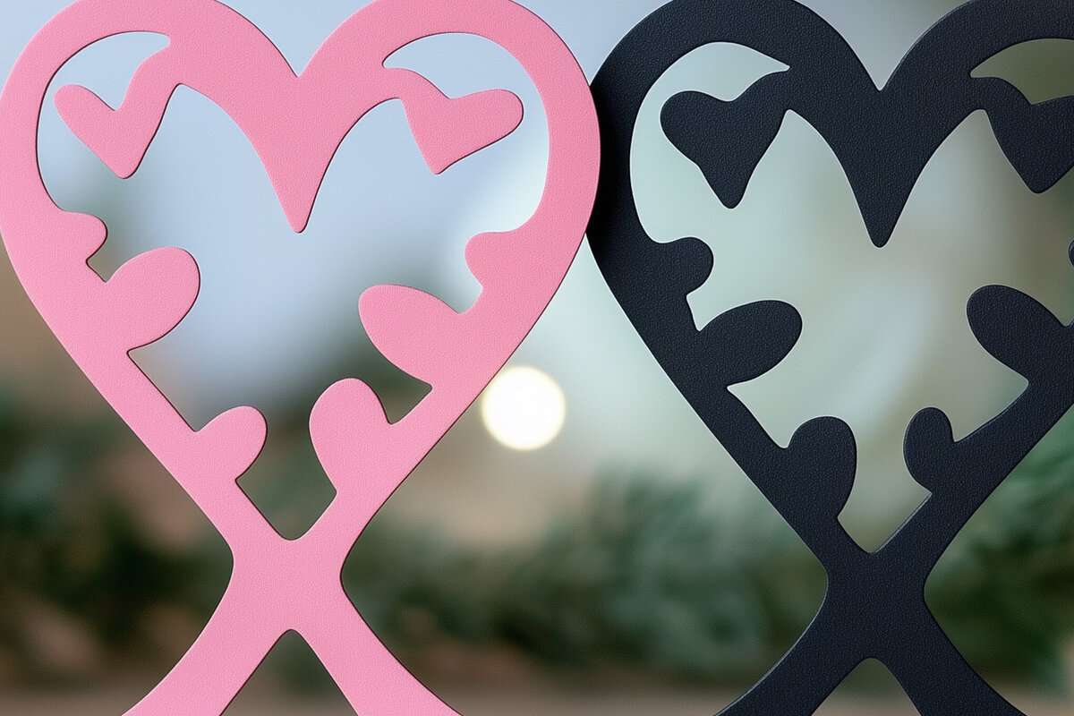 Σετ των 2 Intra απο ξύλο plywood 3mm-4mm πάχος – Paper Cut Valentine Decor Δίασταση  20x20 cm INTRAFABR-112570047