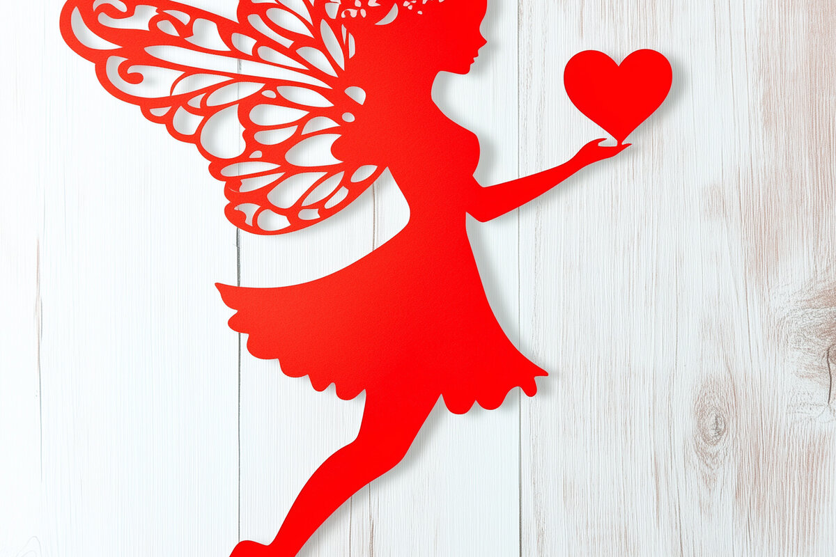 Σετ των 2 Intra απο ξύλο plywood 3mm-4mm πάχος – Paper Cut Valentine Fairy Δίασταση  20x20 cm INTRAFABR-112809952