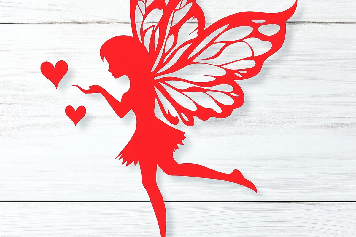 Σετ των 2 Intra απο ξύλο plywood 3mm-4mm πάχος – Paper Cut Valentine Fairy Δίασταση  20x20 cm INTRAFABR-112812412