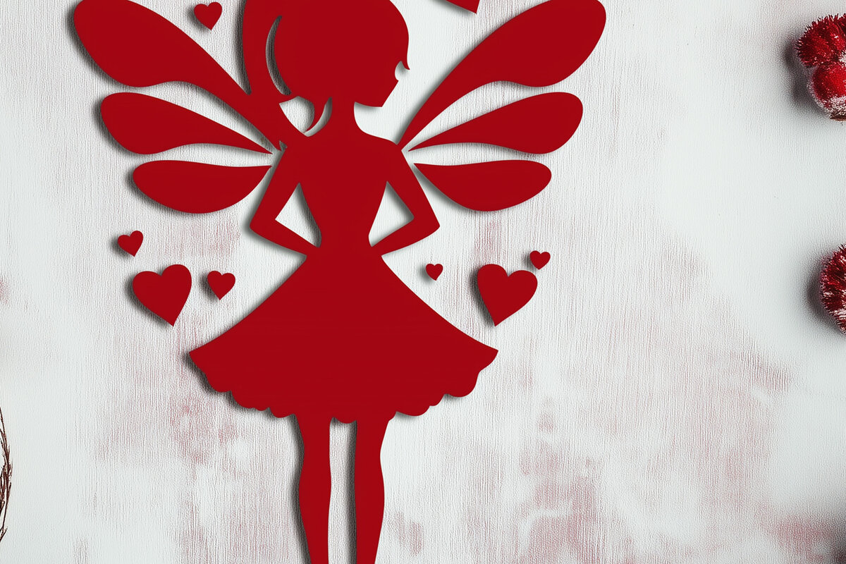 Σετ των 2 Intra απο ξύλο plywood 3mm-4mm πάχος – Paper Cut Valentine Fairy Δίασταση  20x20 cm INTRAFABR-112812749