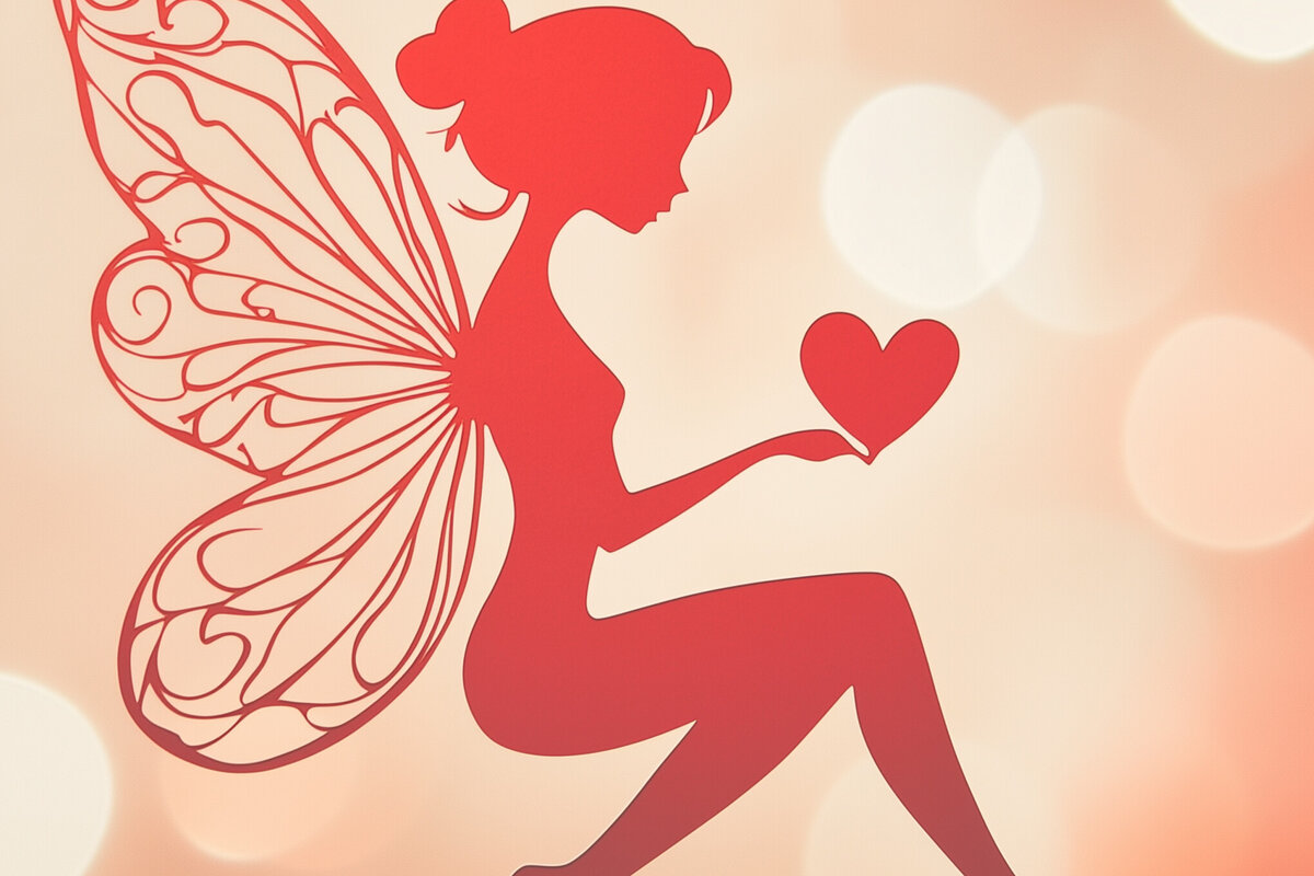 Σετ των 2 Intra απο ξύλο plywood 3mm-4mm πάχος – Paper Cut Valentine Fairy Δίασταση  20x20 cm INTRAFABR-112792466