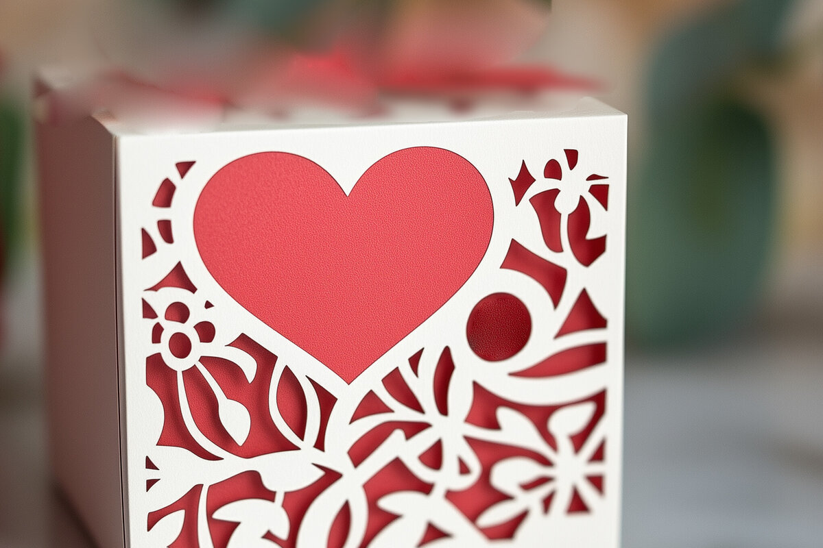 Σετ των 2 Intra απο ξύλο plywood 3mm-4mm πάχος – Paper Cut Gift Box Valentine Δίασταση  20x20 cm INTRAFABR-115671644