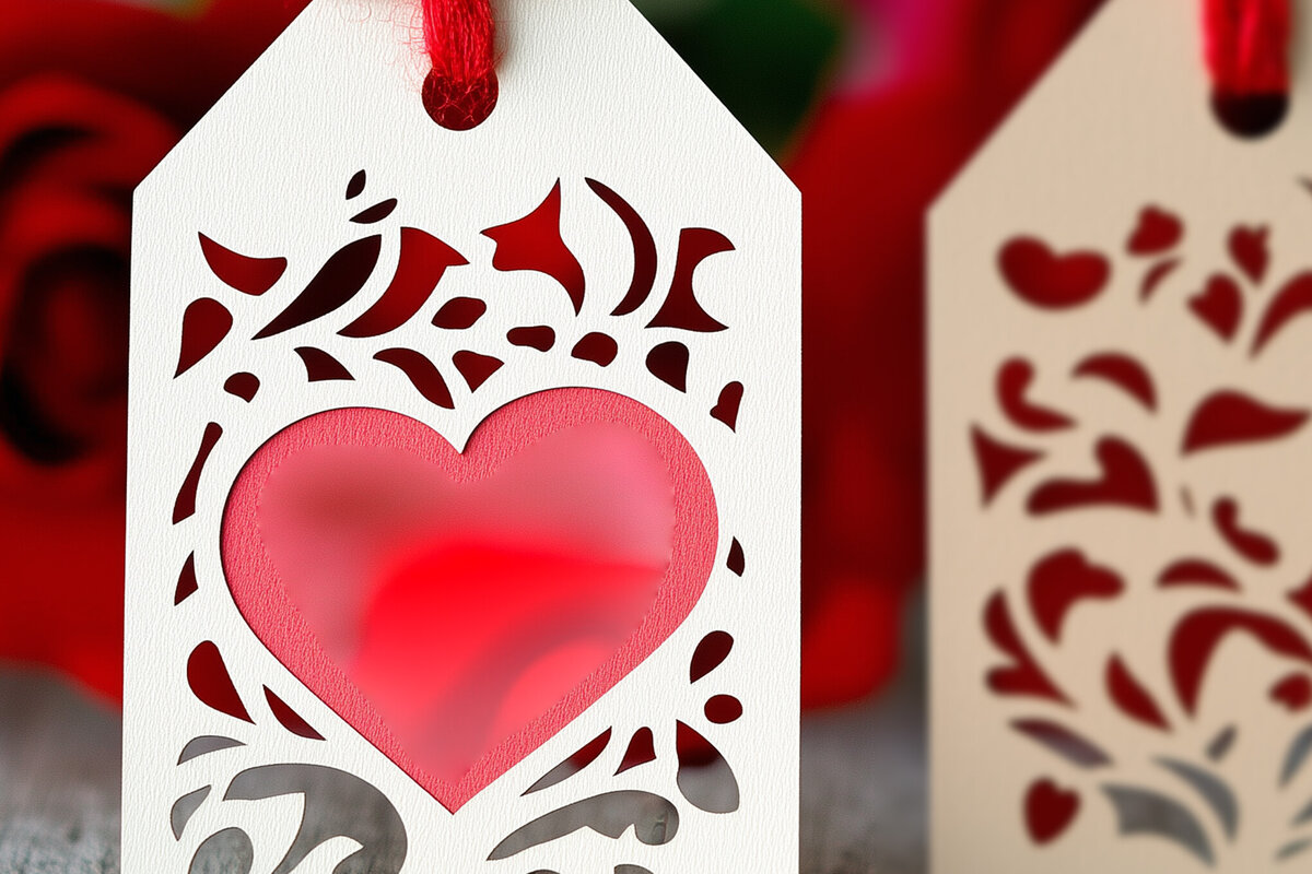 Σετ των 2 Intra απο ξύλο plywood 3mm-4mm πάχος – Χαρτί κοπή Ετικέτες δώρου για τον Άγιο Βαλεντίνο Δίασταση  20x20 cm INTRAFABR-112754044