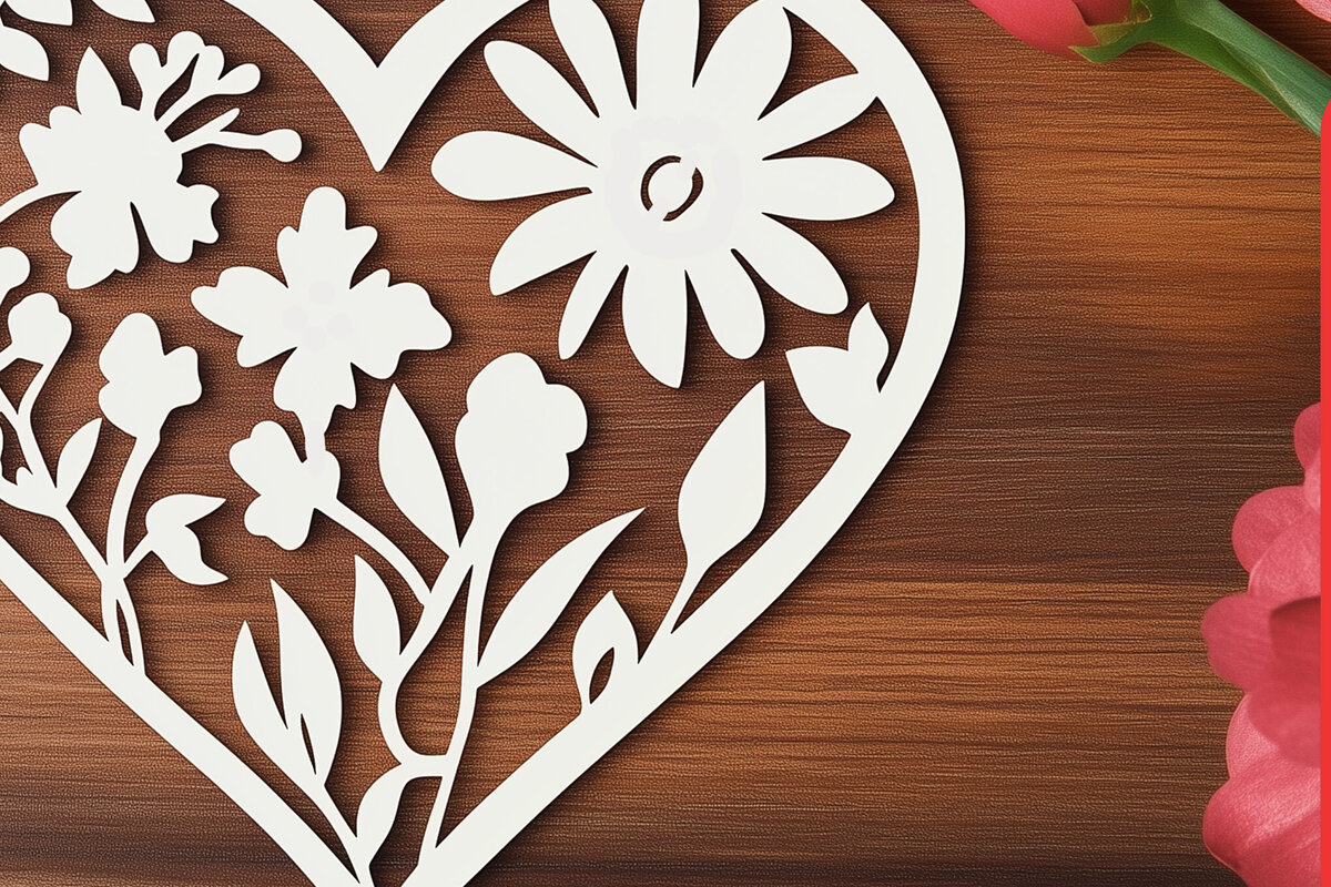 Σετ των 2 Intra απο ξύλο plywood 3mm-4mm πάχος – Paper Cut Valentine Heart Δίασταση  20x20 cm INTRAFABR-111714176