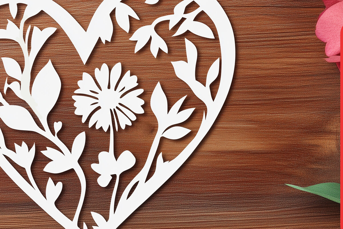 Σετ των 2 Intra απο ξύλο plywood 3mm-4mm πάχος – Paper Cut Valentine Heart Δίασταση  20x20 cm INTRAFABR-111714324