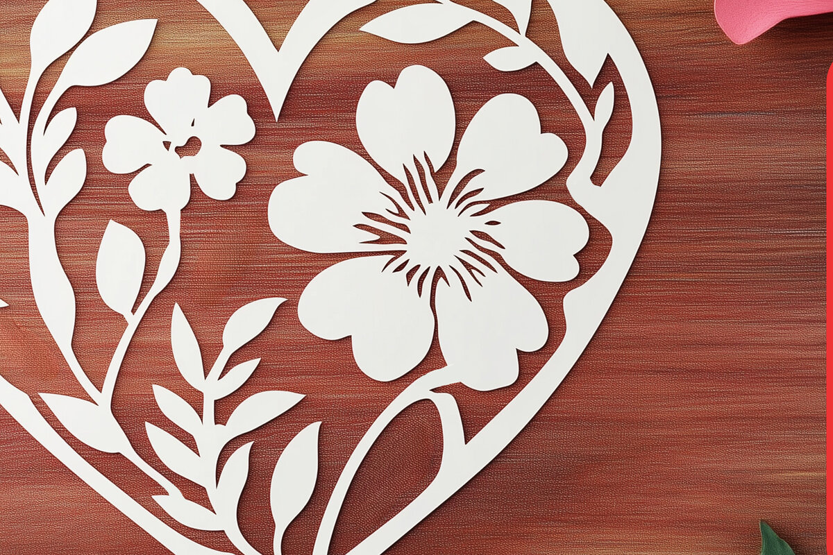 Σετ των 2 Intra απο ξύλο plywood 3mm-4mm πάχος – Paper Cut Valentine Heart Δίασταση  20x20 cm INTRAFABR-111714520