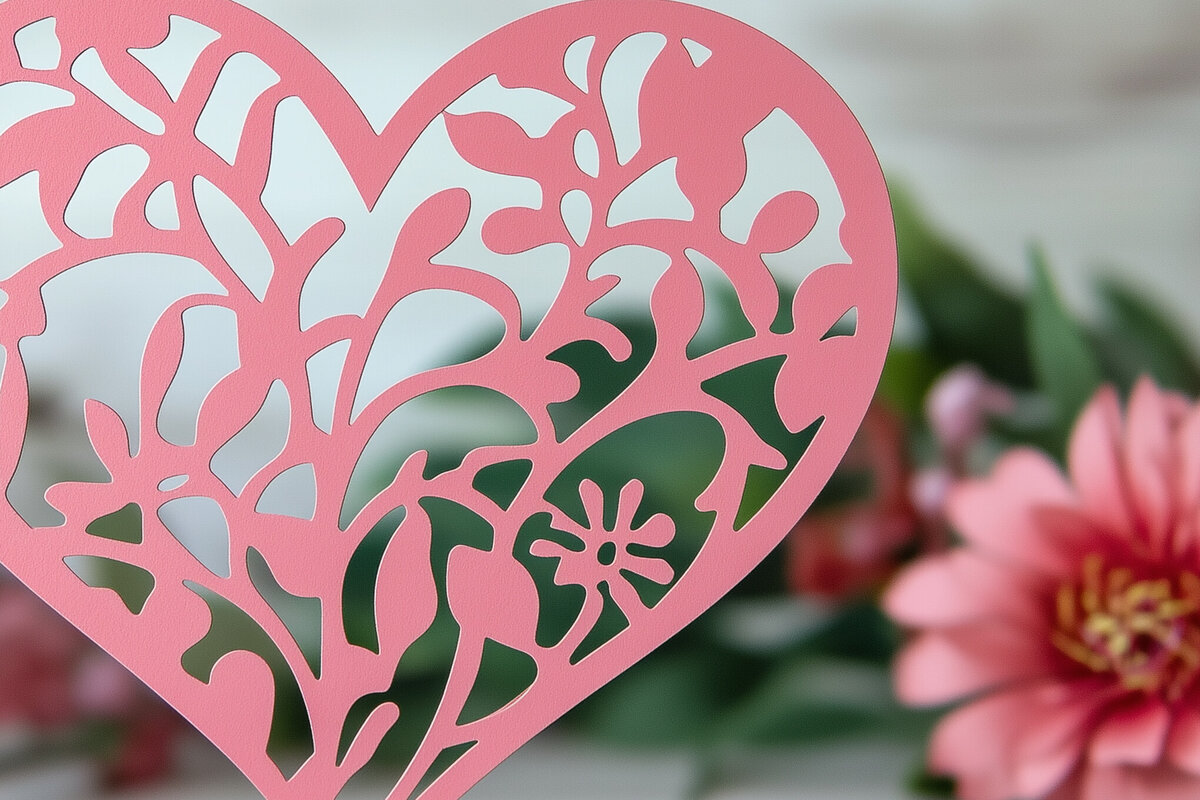 Σετ των 2 Intra απο ξύλο plywood 3mm-4mm πάχος – Paper Cut Valentine Hearts Δίασταση  20x20 cm INTRAFABR-112512113