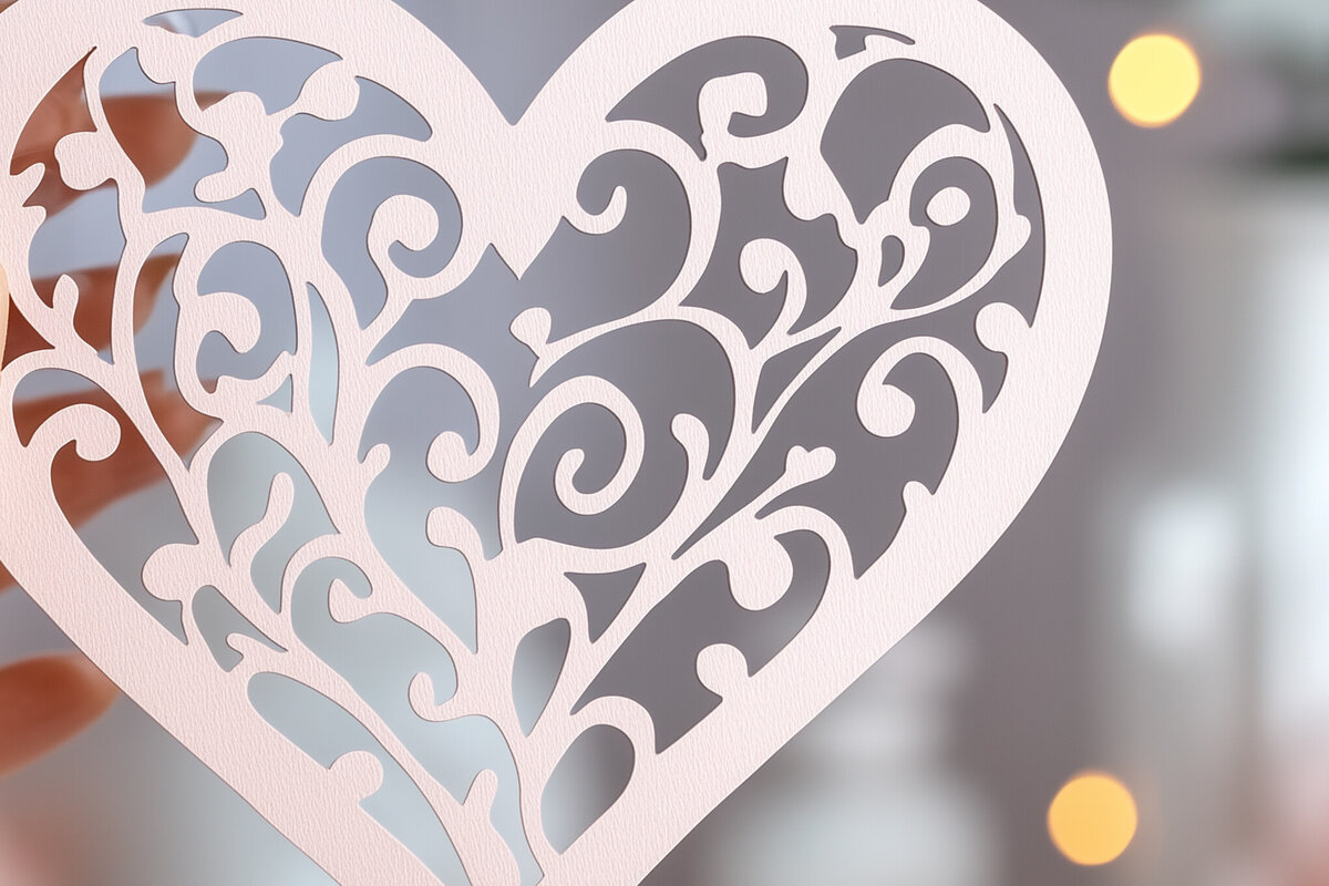 Σετ των 2 Intra απο ξύλο plywood 3mm-4mm πάχος – Paper Cut Valentine Hearts Δίασταση  20x20 cm INTRAFABR-112512219