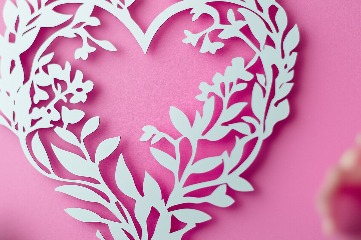 Σετ των 2 Intra απο ξύλο plywood 3mm-4mm πάχος – Paper Cut Valentine Hearts Δίασταση  20x20 cm INTRAFABR-112424735