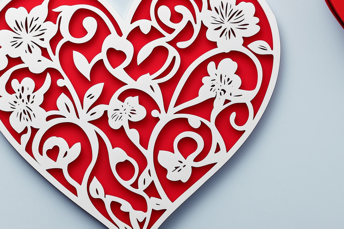Σετ των 2 Intra απο ξύλο plywood 3mm-4mm πάχος – Paper Cut Valentine Hearts Δίασταση  20x20 cm INTRAFABR-112424911