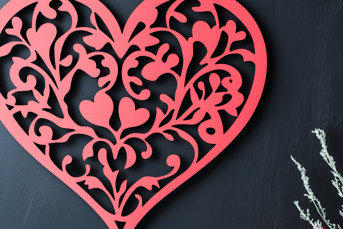 Σετ των 2 Intra απο ξύλο plywood 3mm-4mm πάχος – Paper Cut Valentine Hearts Δίασταση  20x20 cm INTRAFABR-112425071