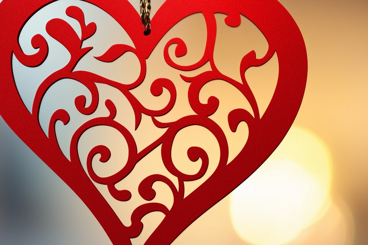 Σετ των 2 Intra απο ξύλο plywood 3mm-4mm πάχος – Paper Cut Valentine Hearts Δίασταση  20x20 cm INTRAFABR-112491837