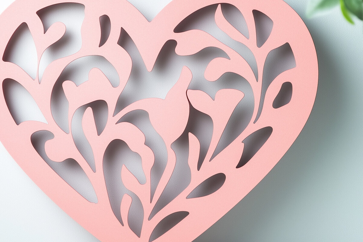 Σετ των 2 Intra απο ξύλο plywood 3mm-4mm πάχος – Paper Cut Valentine Hearts Δίασταση  20x20 cm INTRAFABR-112492054