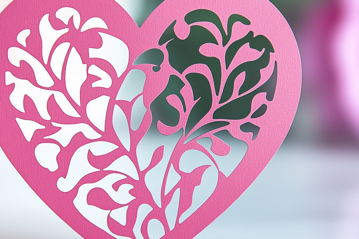 Σετ των 2 Intra απο ξύλο plywood 3mm-4mm πάχος – Paper Cut Valentine Hearts Δίασταση  20x20 cm INTRAFABR-112497211