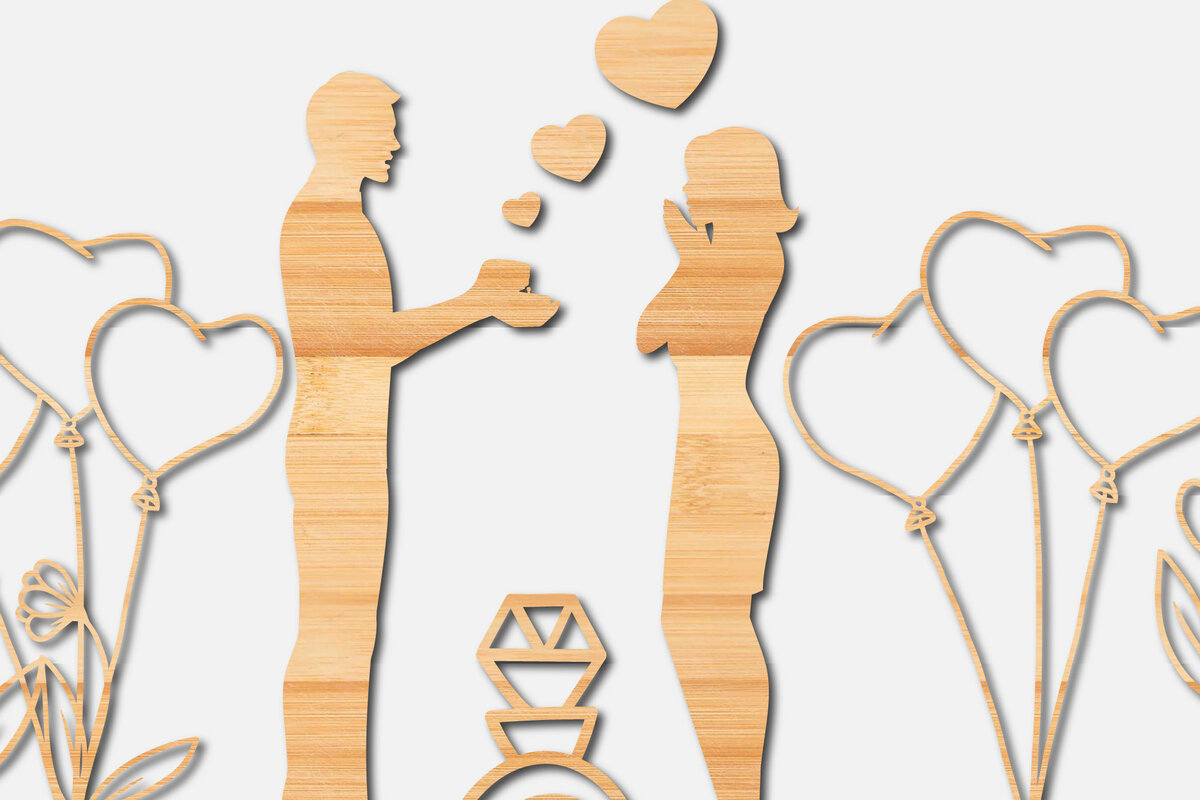 Σετ των 2 Intra απο ξύλο plywood 3mm-4mm πάχος – Χαρτί κομμένα στολίδια Αγίου Βαλεντίνου Δίασταση  20x20 cm INTRAFABR-21680249