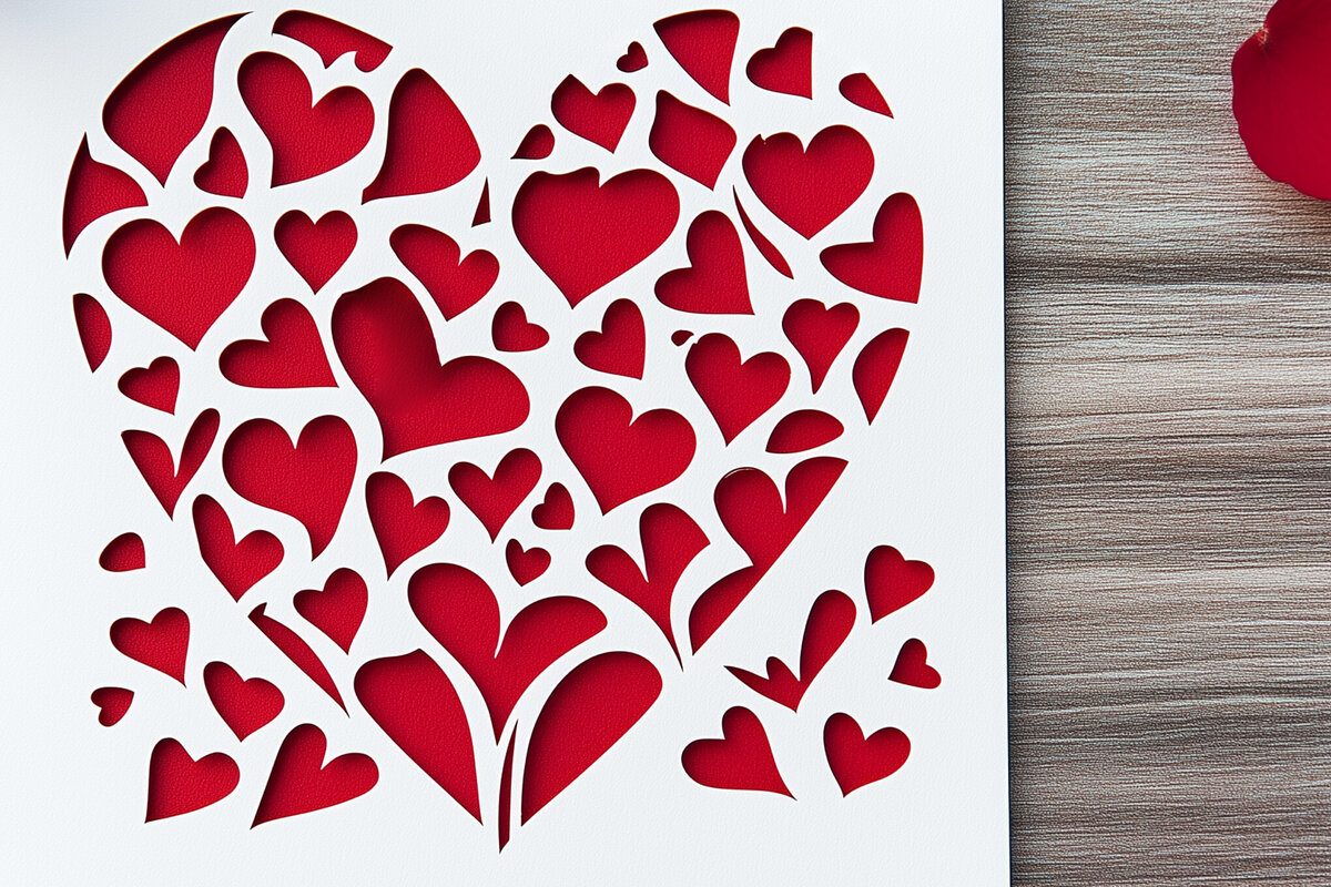 Σετ των 2 Intra απο ξύλο plywood 3mm-4mm πάχος – Κόψιμο από χαρτί Κάρτα Αγίου Βαλεντίνου Δίασταση  20x20 cm INTRAFABR-112456824