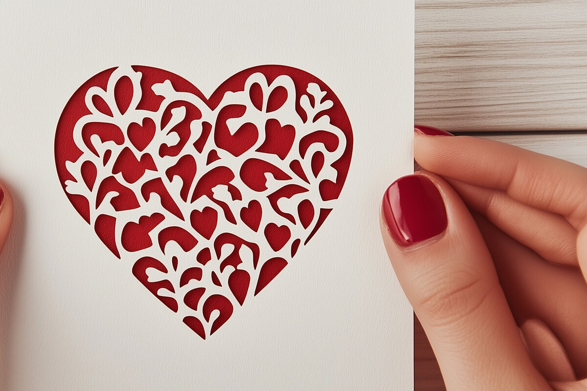 Σετ των 2 Intra απο ξύλο plywood 3mm-4mm πάχος – Κόψιμο από χαρτί Κάρτα Αγίου Βαλεντίνου Δίασταση  20x20 cm INTRAFABR-112457835