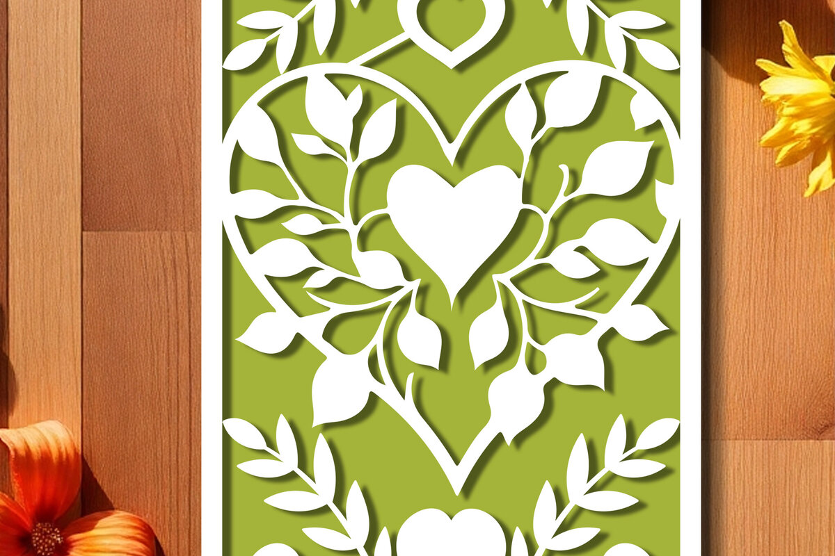 Σετ των 2 Intra απο ξύλο plywood 3mm-4mm πάχος – Κάρτα Βαλεντίνου με χαρτί Δίασταση  20x20 cm INTRAFABR-113587906