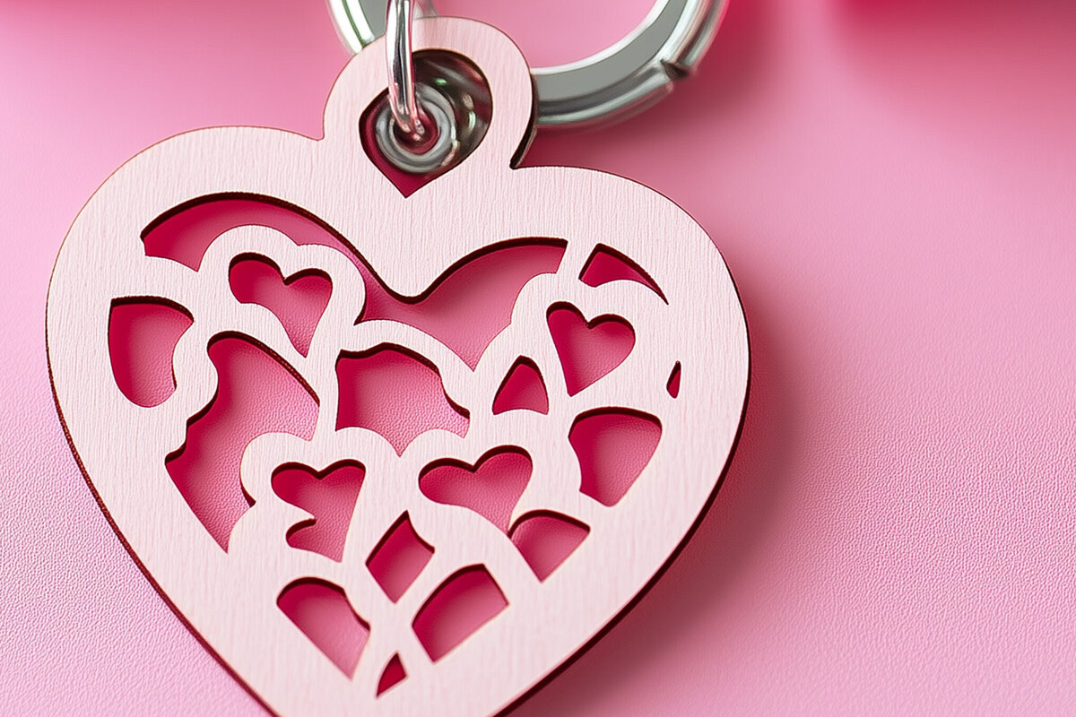 Σετ των 3 Intra απο ξύλο plywood 3mm-4mm πάχος – Κοπή χαρτιού Μπρελόκ για την ημέρα του Αγίου Βαλεντίνου Δίασταση  5x5 cm INTRAFABR-114009451