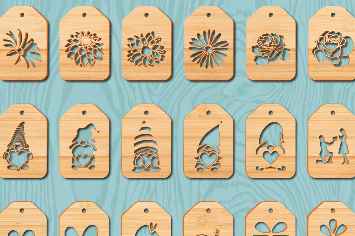 Σετ των 2 Intra απο ξύλο plywood 3mm-4mm πάχος – Πακέτο με ετικέτες δώρου για το κομμένο χαρτί του Αγίου Βαλεντίνου Δίασταση  20x20 cm INTRAFABR-21873396