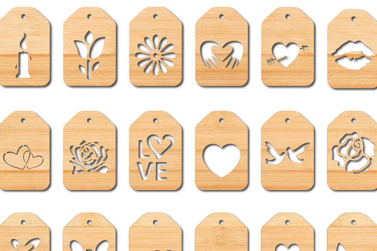 Σετ των 2 Intra απο ξύλο plywood 3mm-4mm πάχος – Πακέτο με ετικέτες δώρου για τον Άγιο Βαλεντίνο από χαρτί Δίασταση  20x20 cm INTRAFABR-21738831
