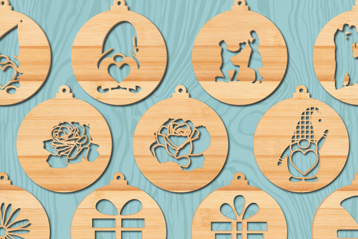 Σετ των 2 Intra απο ξύλο plywood 3mm-4mm πάχος – Δέσμη στολιδιών για Valentine’s Cut Paper Cut Δίασταση  20x20 cm INTRAFABR-21874661
