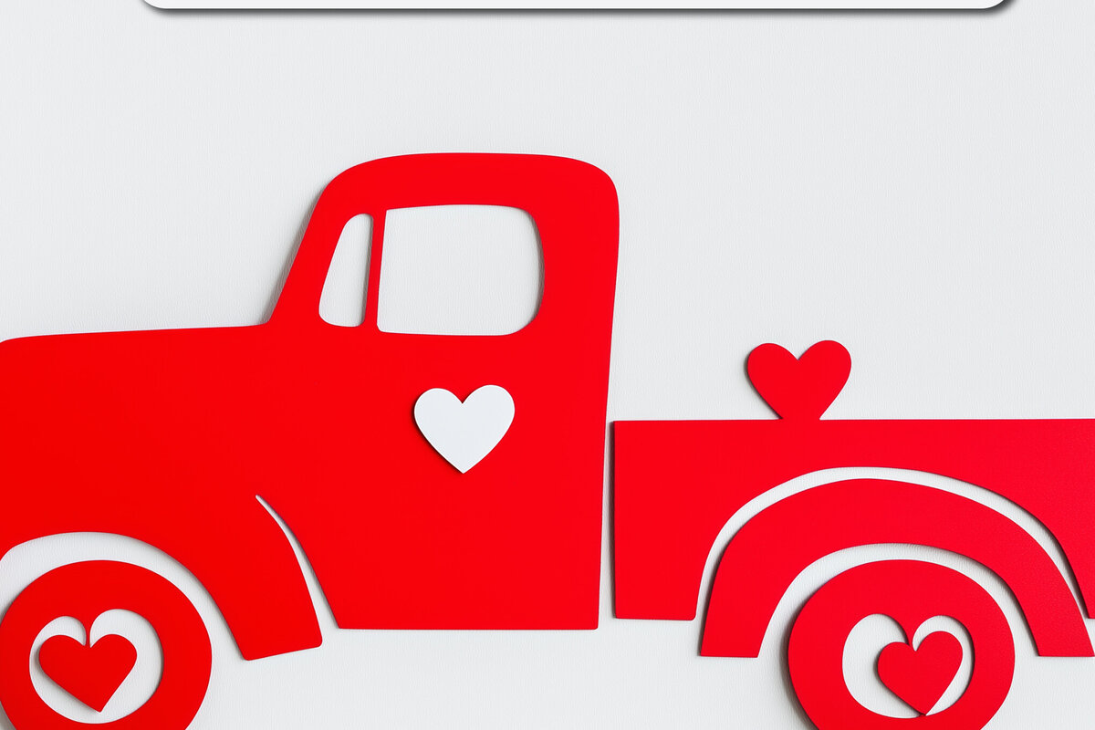 Σετ των 2 Intra απο ξύλο plywood 3mm-4mm πάχος – Paper Cut Valentines Truck Δίασταση  20x20 cm INTRAFABR-115304984