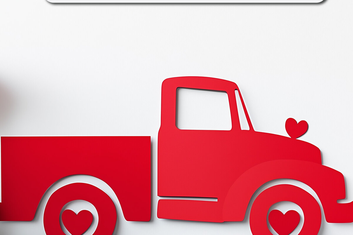 Σετ των 2 Intra απο ξύλο plywood 3mm-4mm πάχος – Paper Cut Valentines Truck Δίασταση  20x20 cm INTRAFABR-115303610