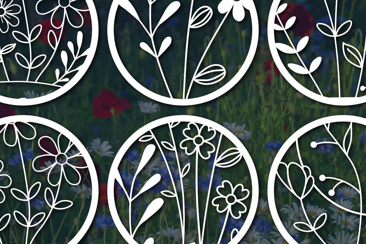 Σετ των 2 Intra απο ξύλο plywood 3mm-4mm πάχος – Χαρτί κομμένα διακοσμητικά αγριολούλουδα SET Δίασταση  20x20 cm INTRAFABR-76294889