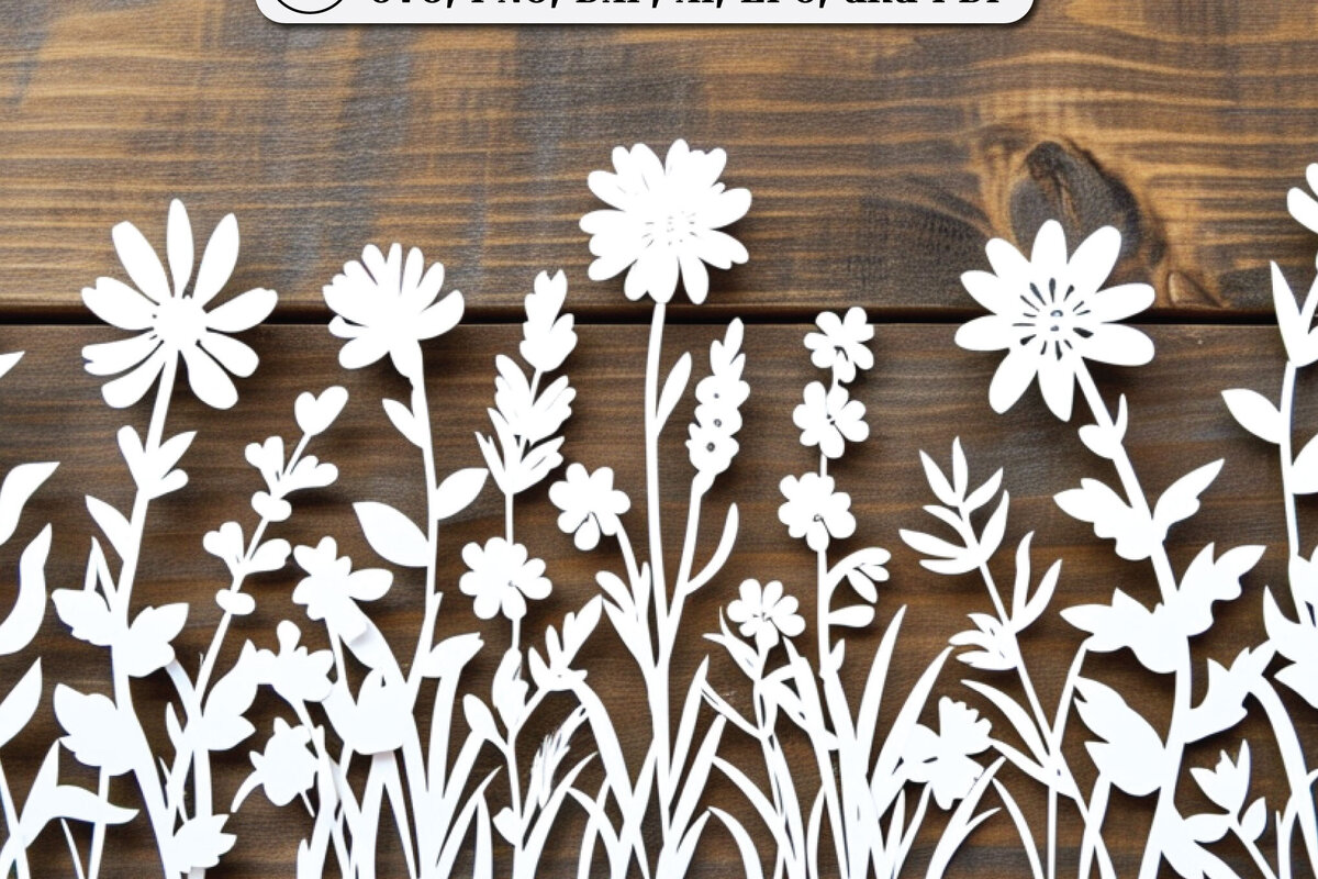 Σετ των 2 Intra απο ξύλο plywood 3mm-4mm πάχος – Paper Cut Wildflower Bundle Δίασταση  20x20 cm INTRAFABR-88354251