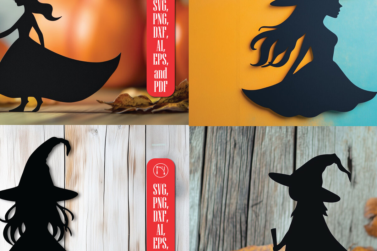 Σετ των 2 Intra απο ξύλο plywood 3mm-4mm πάχος – Paper Cut Witch Bundle Δίασταση  20x20 cm INTRAFABR-107765300