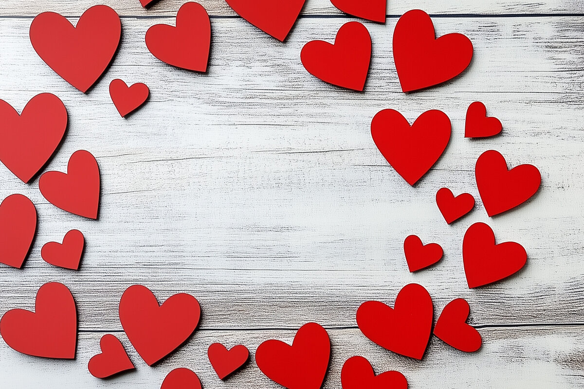 Σετ των 2 Intra απο ξύλο plywood 3mm-4mm πάχος – Αρχείο κομμένου χαρτιού στεφάνι από καρδιές Δίασταση  20x20 cm INTRAFABR-116009155