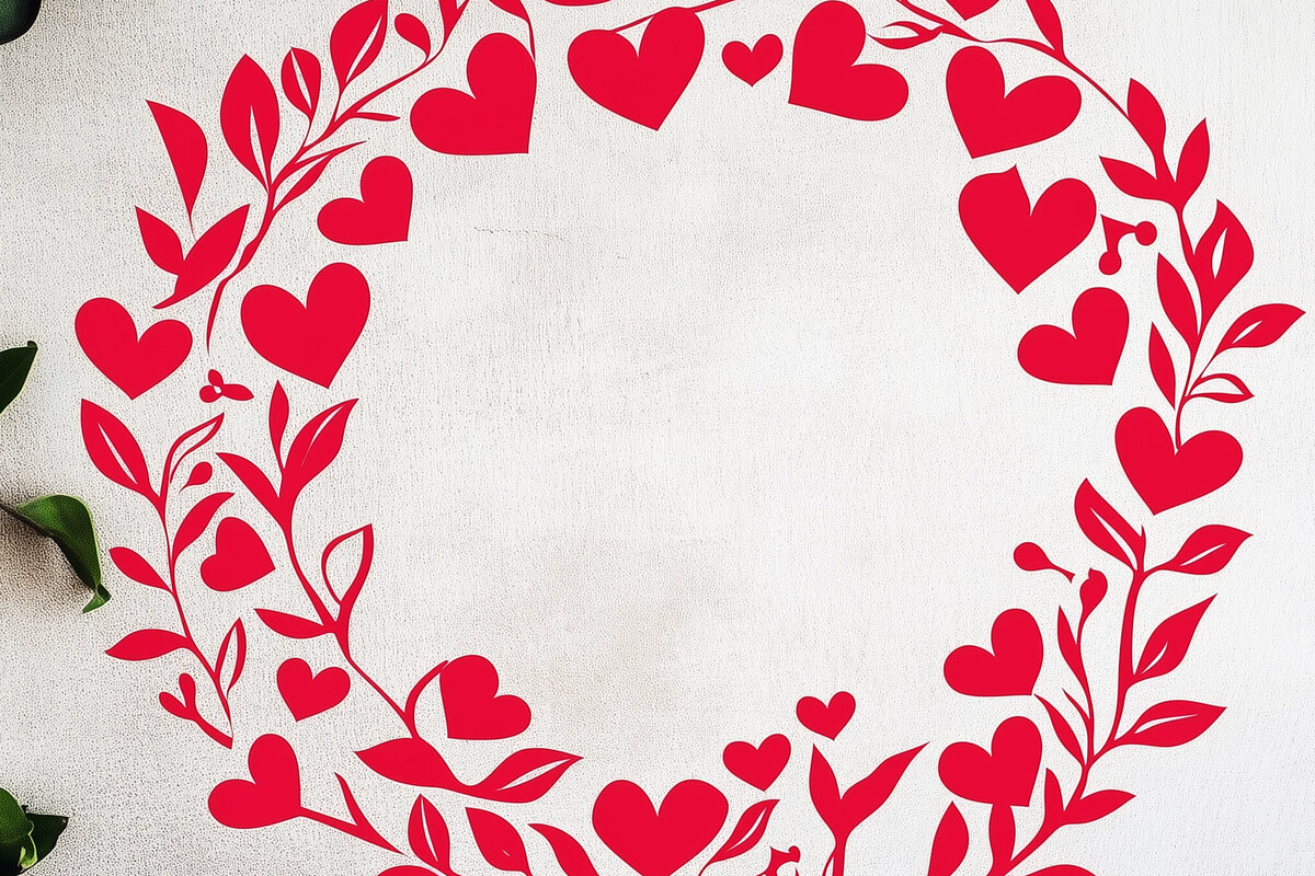 Σετ των 2 Intra απο ξύλο plywood 3mm-4mm πάχος – Αρχείο κομμένου χαρτιού στεφάνι από καρδιές Δίασταση  20x20 cm INTRAFABR-116012287