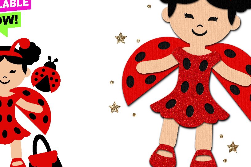 Σετ των 2 Intra απο ξύλο plywood 3mm-4mm πάχος – Χάρτινη κούκλα Lady Bug Δίασταση  20x20 cm INTRAFABR-89934486