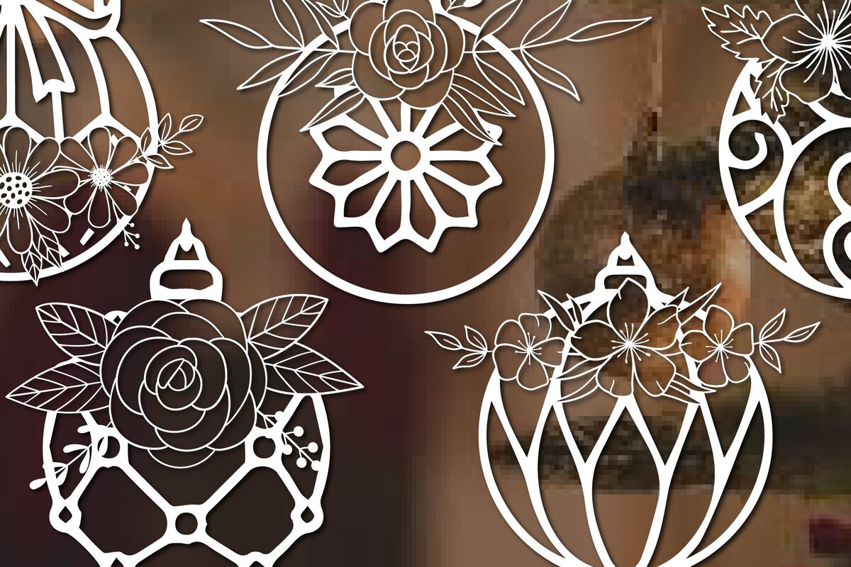 Σετ των 2 Intra απο ξύλο plywood 3mm-4mm πάχος – Χάρτινο Floral Χριστουγεννιάτικη Μπάλα Πακέτο Δίασταση  20x20 cm INTRAFABR-36461924