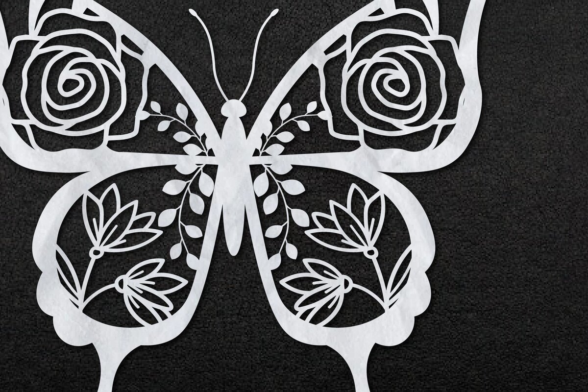 Σετ των 2 Intra απο ξύλο plywood 3mm-4mm πάχος – Χαρτί/λέιζερ Cut Butterfly Flowers Δίασταση  20x20 cm INTRAFABR-30845215