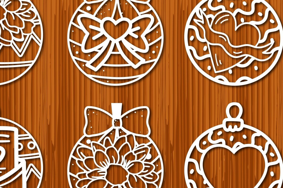 Σετ των 2 Intra απο ξύλο plywood 3mm-4mm πάχος – Δέσμη χριστουγεννιάτικης μπάλας από χαρτί/λέιζερ Δίασταση  20x20 cm INTRAFABR-32855449