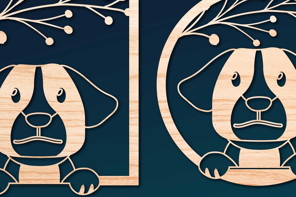 Σετ των 2 Intra απο ξύλο plywood 3mm-4mm πάχος – Πακέτο Decor Dog Decor από χαρτί/λέιζερ Δίασταση  20x20 cm INTRAFABR-66276398