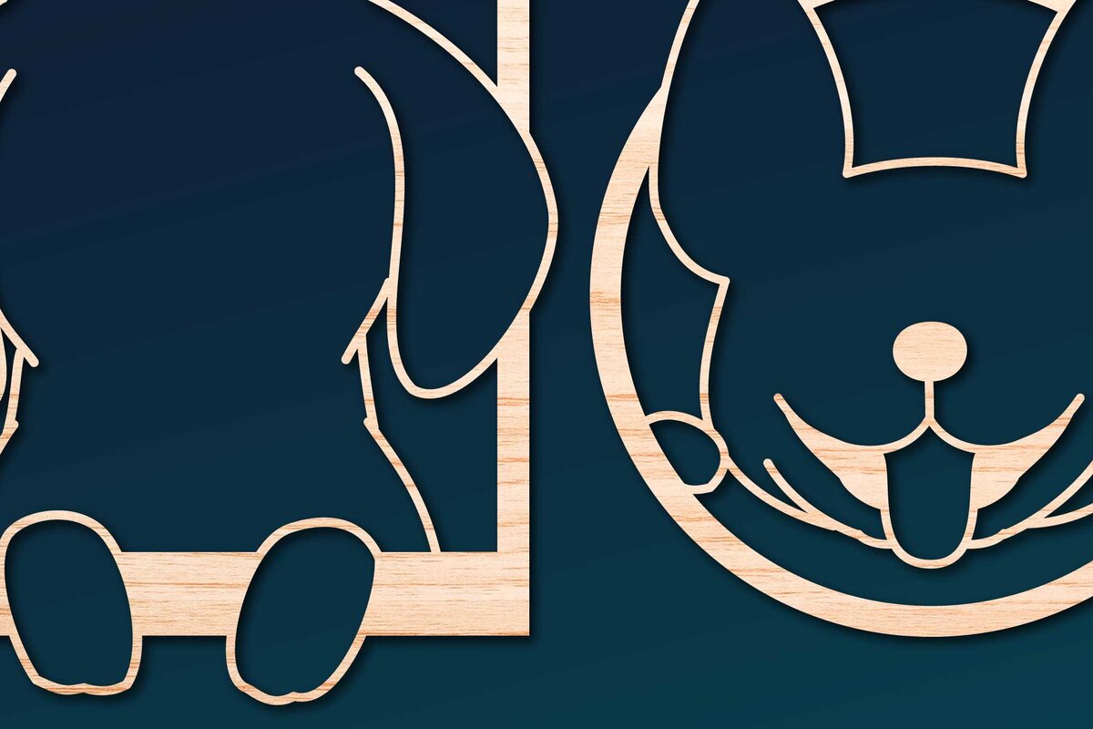 Σετ των 2 Intra απο ξύλο plywood 3mm-4mm πάχος – Πακέτο Decor Dog Decor από χαρτί/λέιζερ Δίασταση  20x20 cm INTRAFABR-66317357