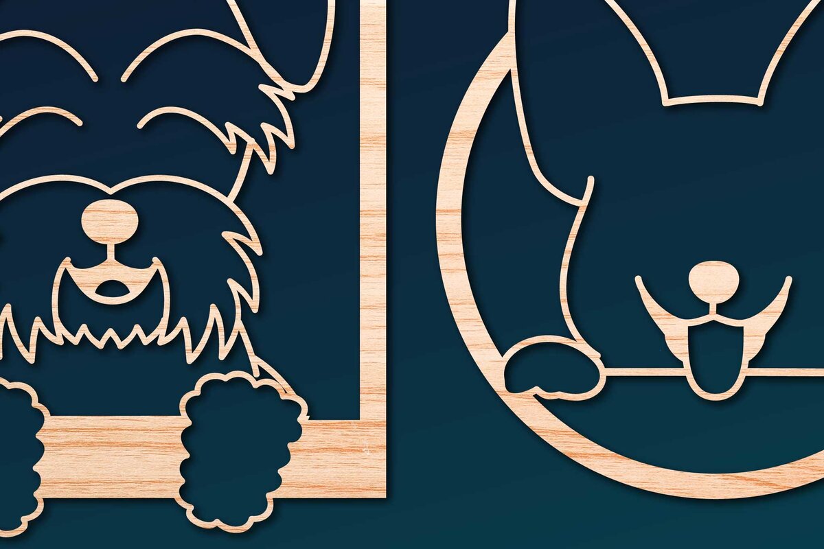 Σετ των 2 Intra απο ξύλο plywood 3mm-4mm πάχος – Πακέτο Decor Dog Decor από χαρτί/λέιζερ Δίασταση  20x20 cm INTRAFABR-66317954