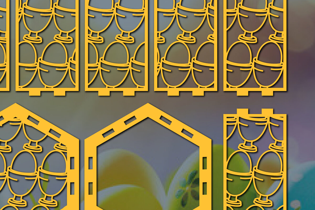 Σετ των 2 Intra απο ξύλο plywood 3mm-4mm πάχος – Χαρτί/λέιζερ Κόψιμο Πασχαλινό Φανάρι Δίασταση  20x20 cm INTRAFABR-56569298