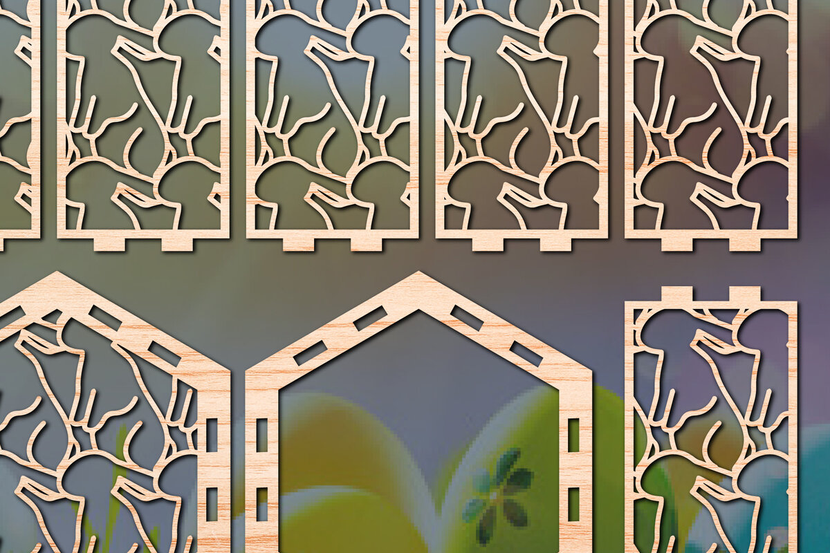 Σετ των 2 Intra απο ξύλο plywood 3mm-4mm πάχος – Χαρτί/λέιζερ Κόψιμο Πασχαλινό Φανάρι Δίασταση  20x20 cm INTRAFABR-56570489