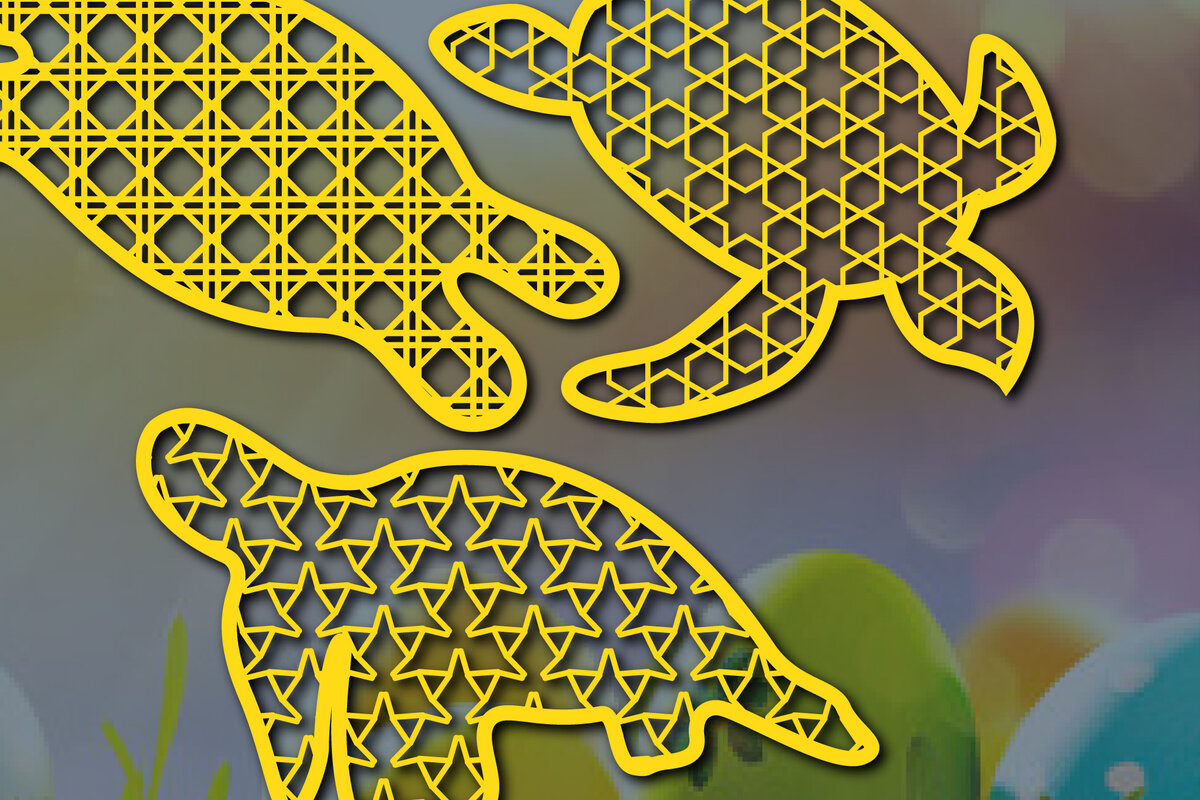 Σετ των 2 Intra απο ξύλο plywood 3mm-4mm πάχος – Πακέτο χαρτιού/λέιζερ Cut Sea Tortoise Δίασταση  20x20 cm INTRAFABR-56788888