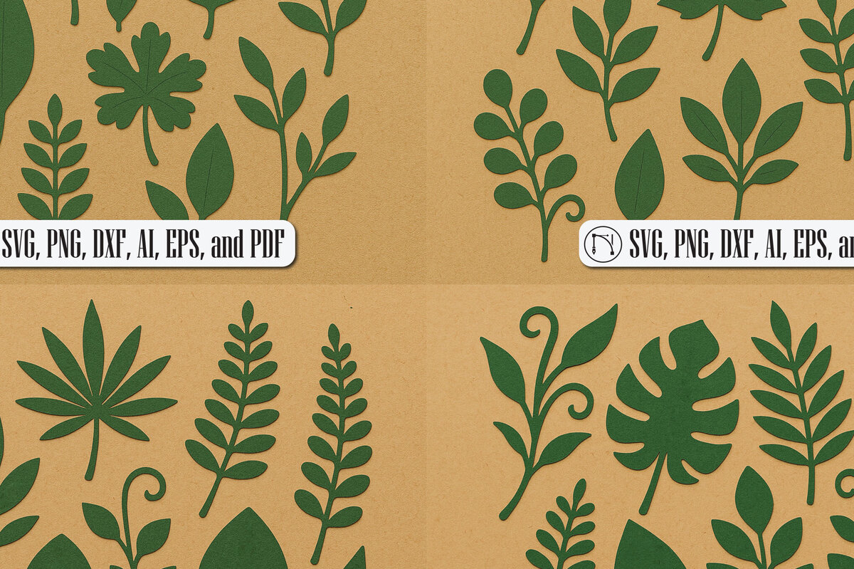 Σετ των 2 Intra απο ξύλο plywood 3mm-4mm πάχος – Πρότυπο Mega Bundle Paper Leaves Δίασταση  20x20 cm INTRAFABR-124375989