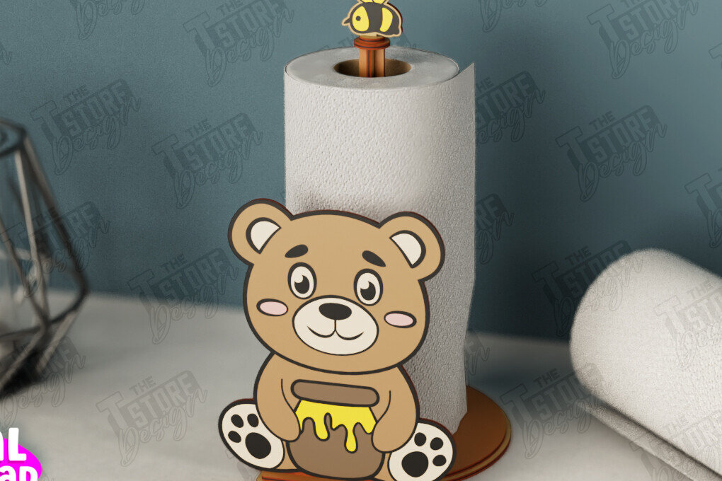 Σετ των 2 Intra απο ξύλο plywood 3mm-4mm πάχος – Χαρτοπετσέτα | Σχήμα αρκούδας | Κουζίνα Δίασταση  20x20 cm INTRAFABR-112629084