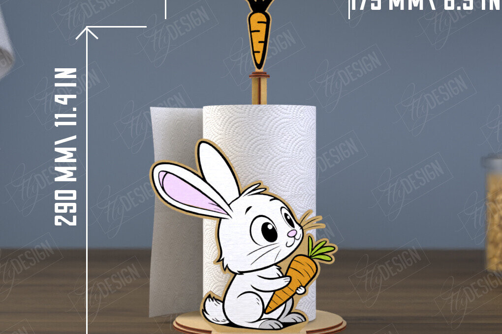 Σετ των 2 Intra απο ξύλο plywood 3mm-4mm πάχος – Χαρτοπετσέτα | Σχήμα λαγουδάκι | CNC Δίασταση  20x20 cm INTRAFABR-112503205