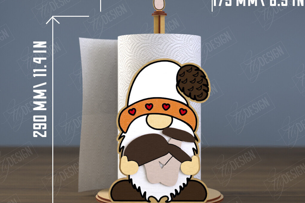 Σετ των 2 Intra απο ξύλο plywood 3mm-4mm πάχος – Χαρτοπετσέτα | Σχήμα Gnome | CNC Δίασταση  20x20 cm INTRAFABR-112503260