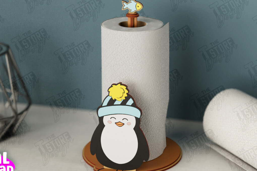 Σετ των 2 Intra απο ξύλο plywood 3mm-4mm πάχος – Χαρτοπετσέτα | Σχήμα πιγκουίνου | CNC Δίασταση  20x20 cm INTRAFABR-112629092