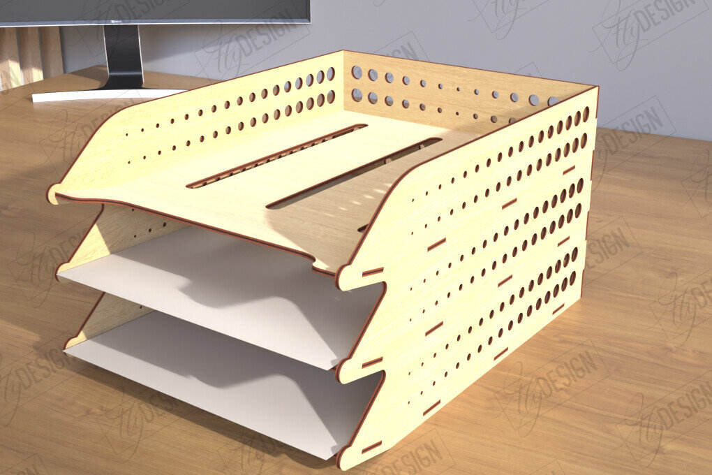 Σετ των 2 Intra απο ξύλο plywood 3mm-4mm πάχος – Δίσκος χαρτιού | Σχεδιασμός Γραφείου Δίασταση  20x20 cm INTRAFABR-122964045