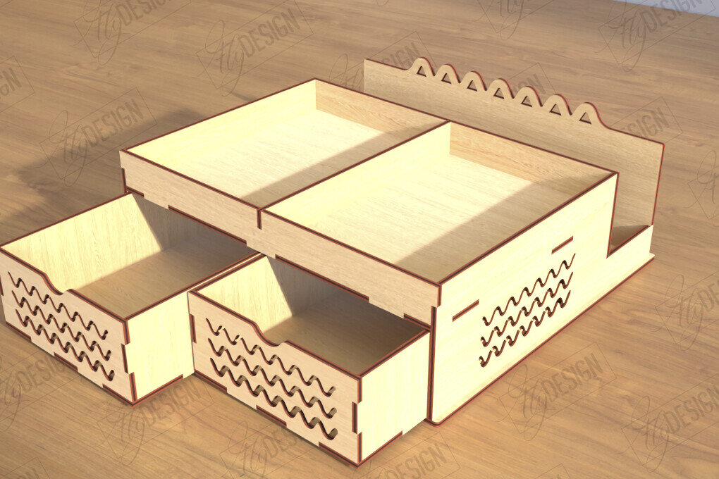 Σετ των 2 Intra απο ξύλο plywood 3mm-4mm πάχος – Δίσκος χαρτιού | Σχεδιασμός Γραφείου Δίασταση  20x20 cm INTRAFABR-122964048